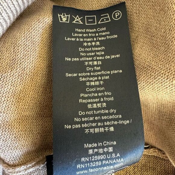 Facconable Tan Beige V-Neck Jumper Soft Minimalist Office SZ XXL #2385 - Picture 12 of 14